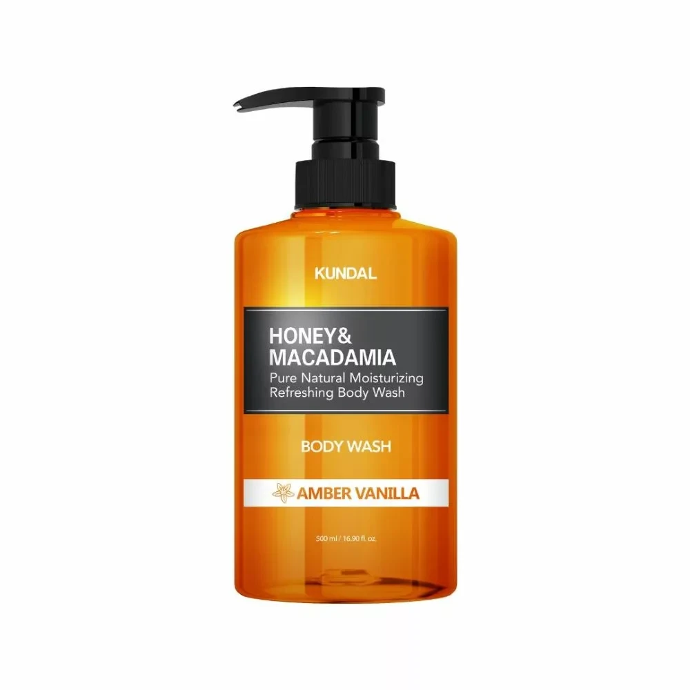 Kundal Honey & Macadamia Body Wash Amber Vanilla 500ml hydrating and fragrant body wash